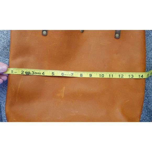 In Blue Brown Rustic Leather Tote Bag - Picture 10 of 11